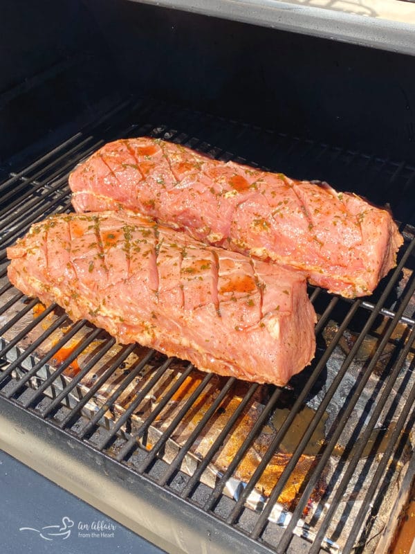 pork loin on grill cooking