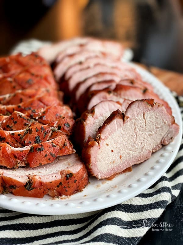 cooked and sliced pork loin