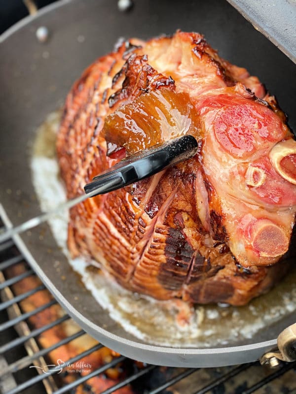 Glazed Smoked Ham - applying the glaze