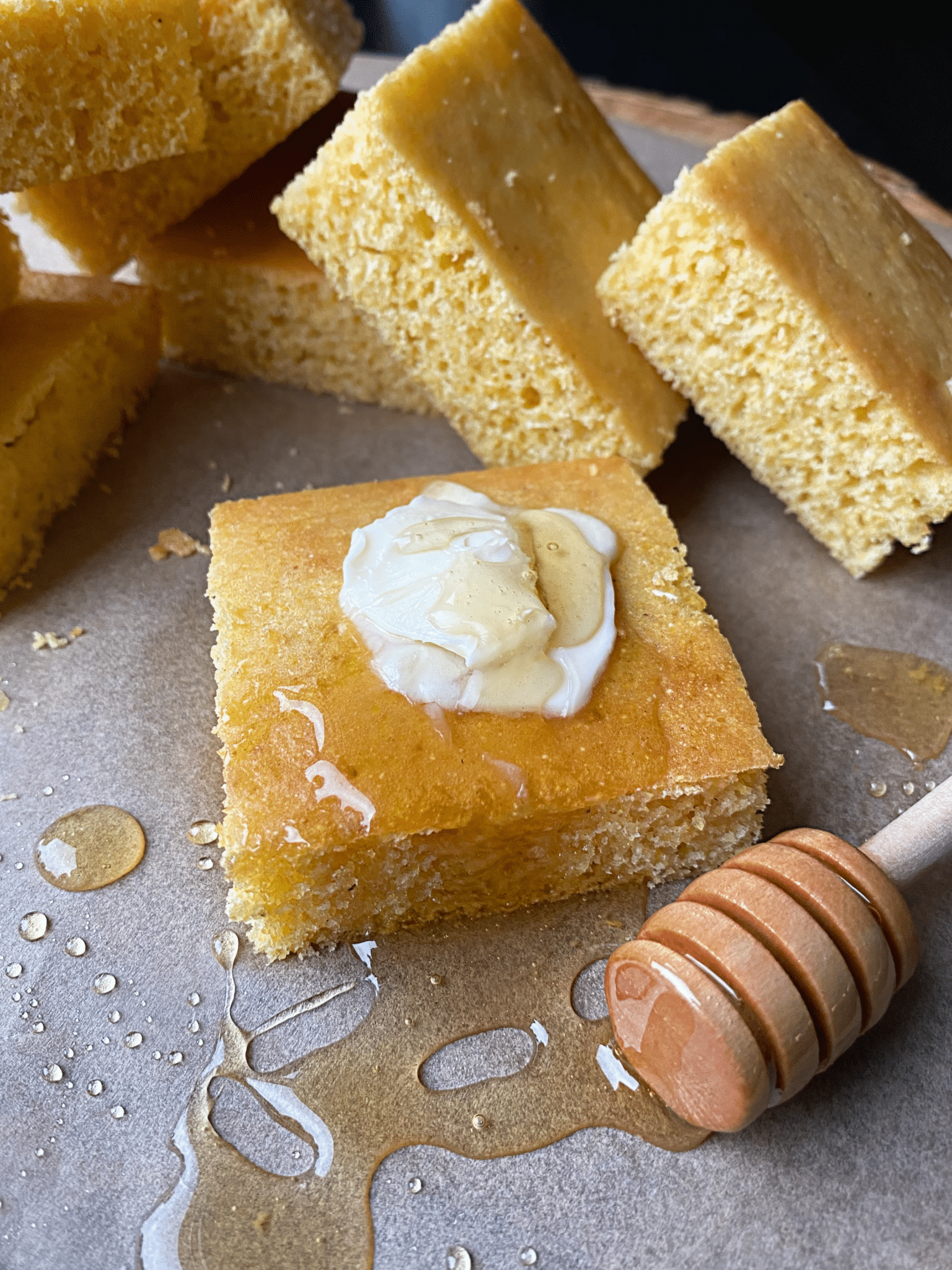 Naturally Sweetened Homemade Honey Cornbread