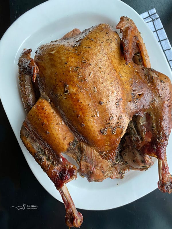 Smoked Turkey on white platter