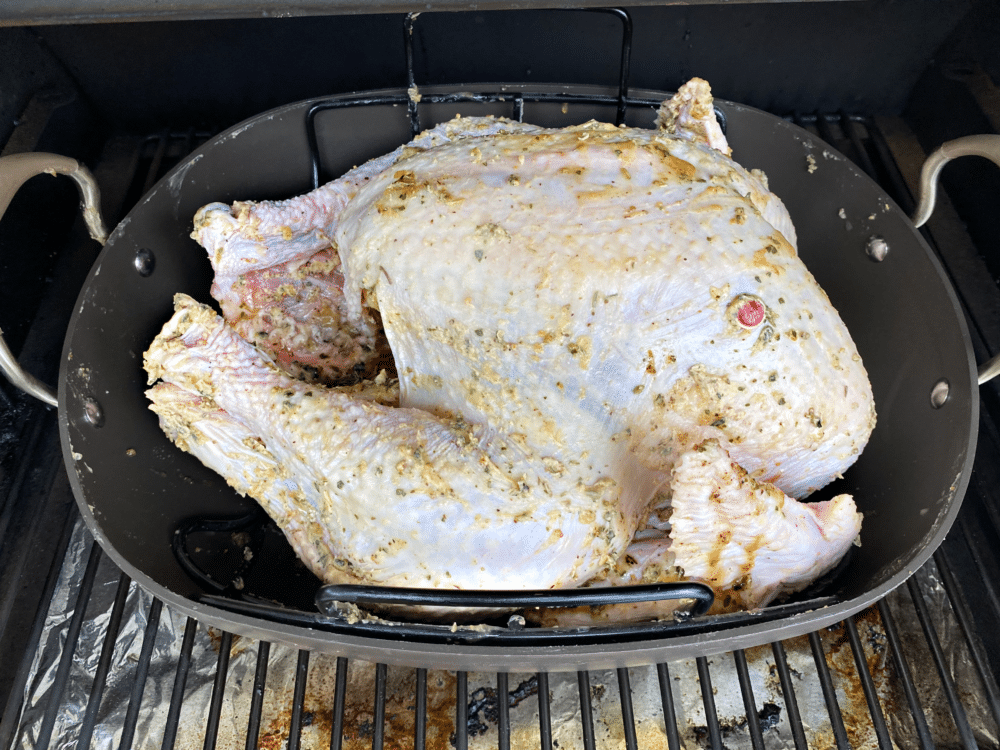 Smoked Turkey placed on Traeger