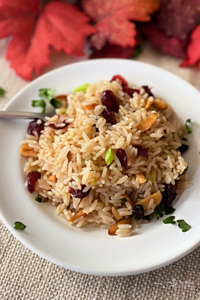 Rice Pilaf with Dried Cranberries and Slivered Almonds