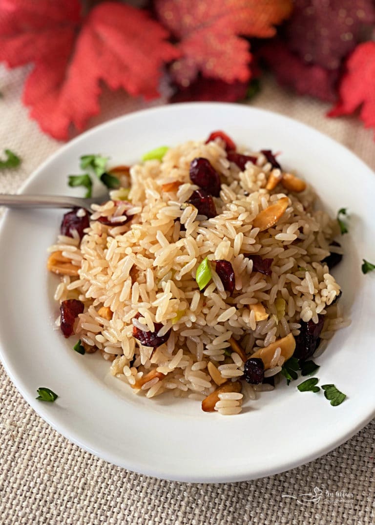 Rice Pilaf with Dried Cranberries and Slivered Almonds