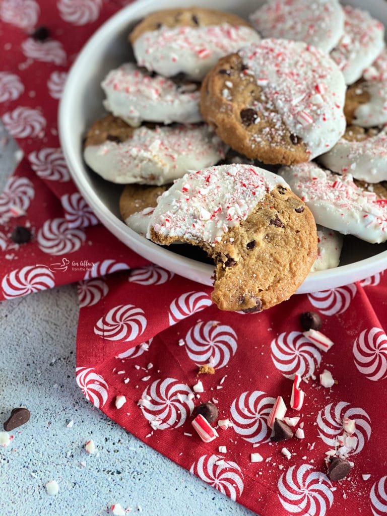 Peppermint Dipped Chocolate Chip Cookies -Quick Holiday Cookie Recipe