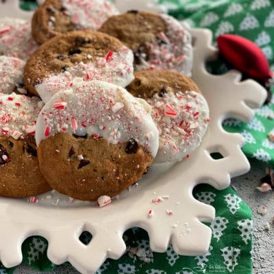 Peppermint Dipped Chocolate Chip Cookies