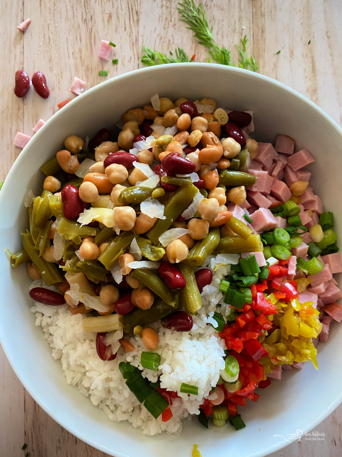 Five Bean Ham & Rice Salad A Vibrant Salad that uses Leftover Ham
