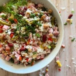 Overhead of Five Bean Ham & Rice Salad