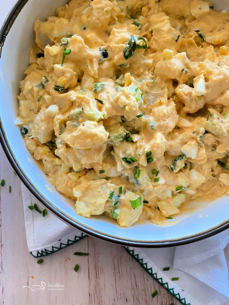 Dorothy's Homemade Potato Salad white bowl light background