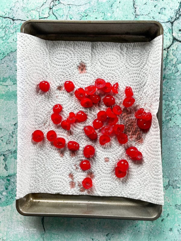 Cherries on a baking sheet