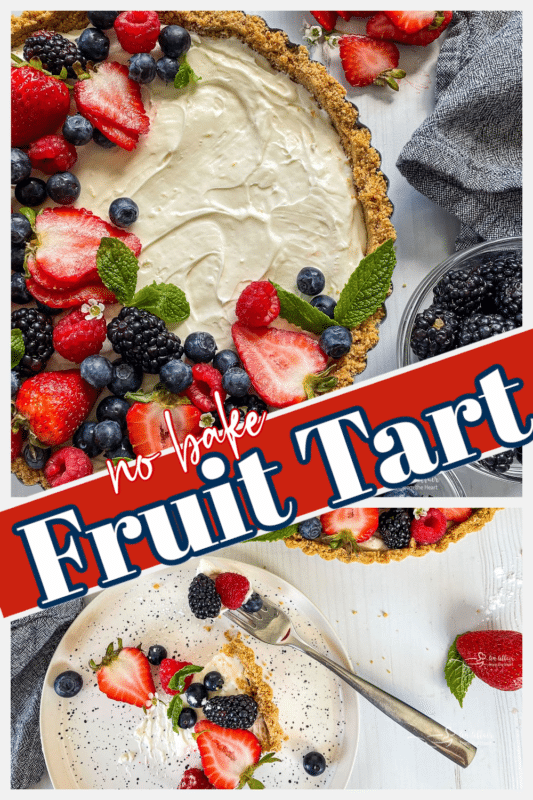 graphic for no bake fruit tart with berries