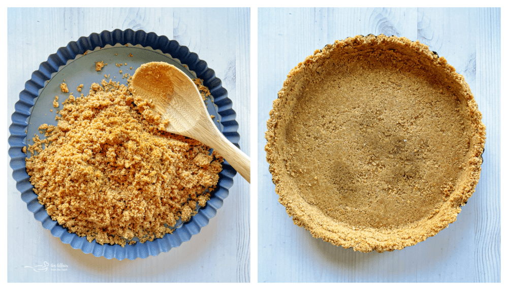 graham cracker crumbs formed into crust