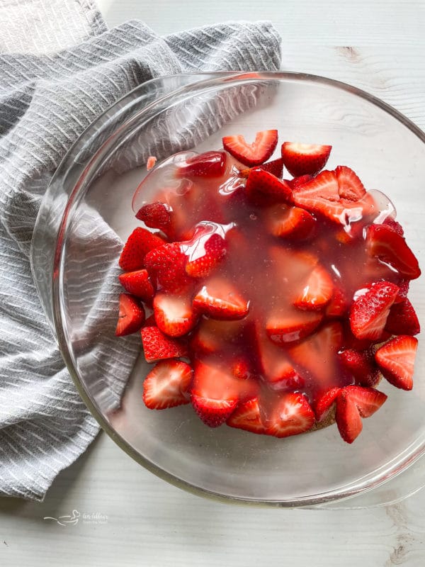 top view of strawberries with glaze