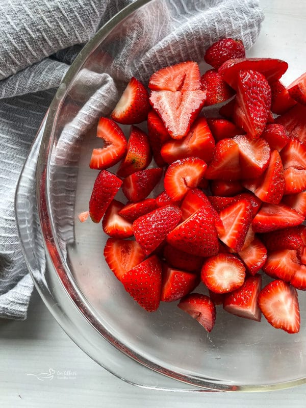 one bowl of freshly sliced strawberries