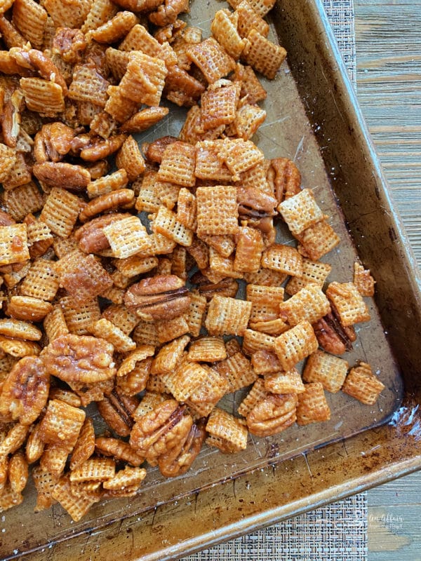 top view of praline Chex Mix