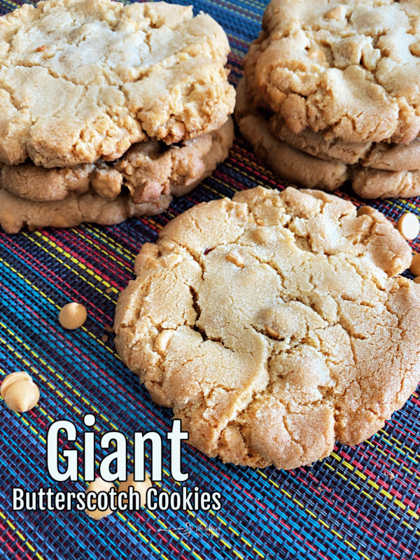 text with cookie photos that says, "giant butterscotch cookies"