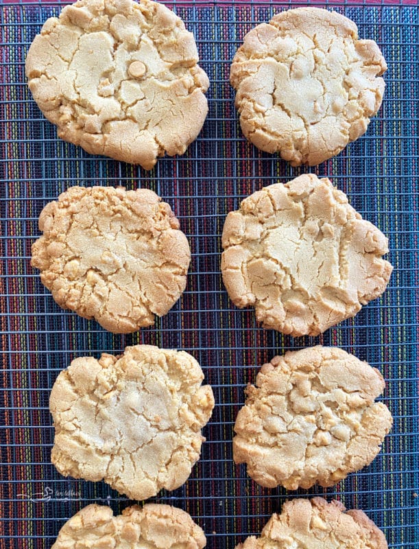 top view of cookies cooling on wire rack