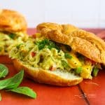 Peach Basil Chicken Salad in a croissant.