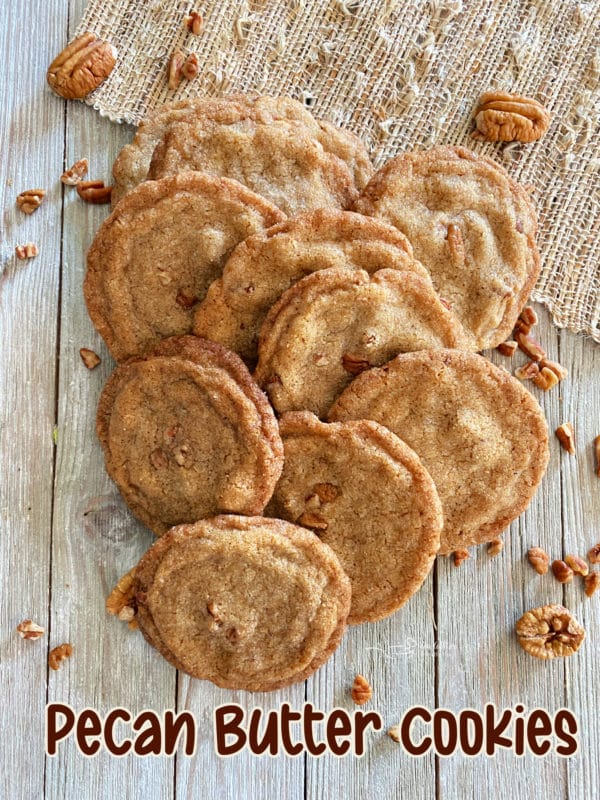 top view of graphic for pecan butter cookies 