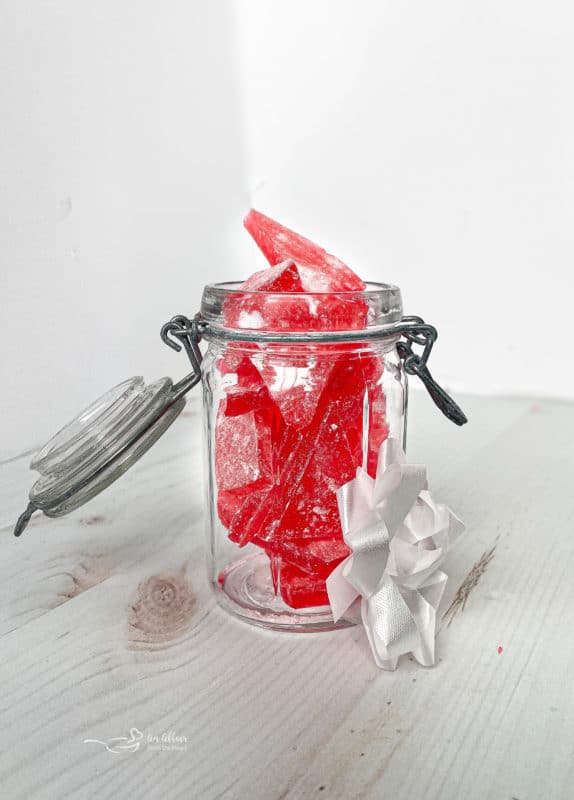 one jar of cinnamon rock candy pieces