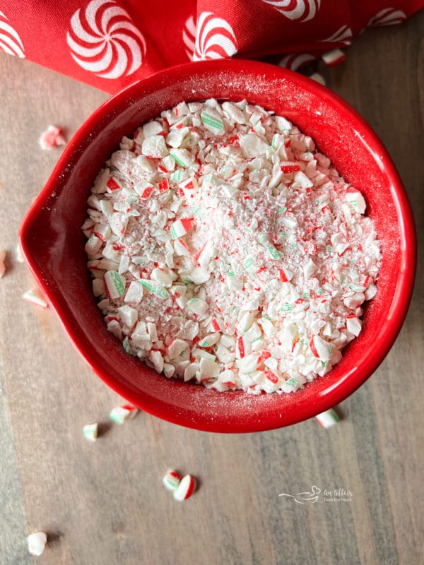 bowl of crushed candy canes