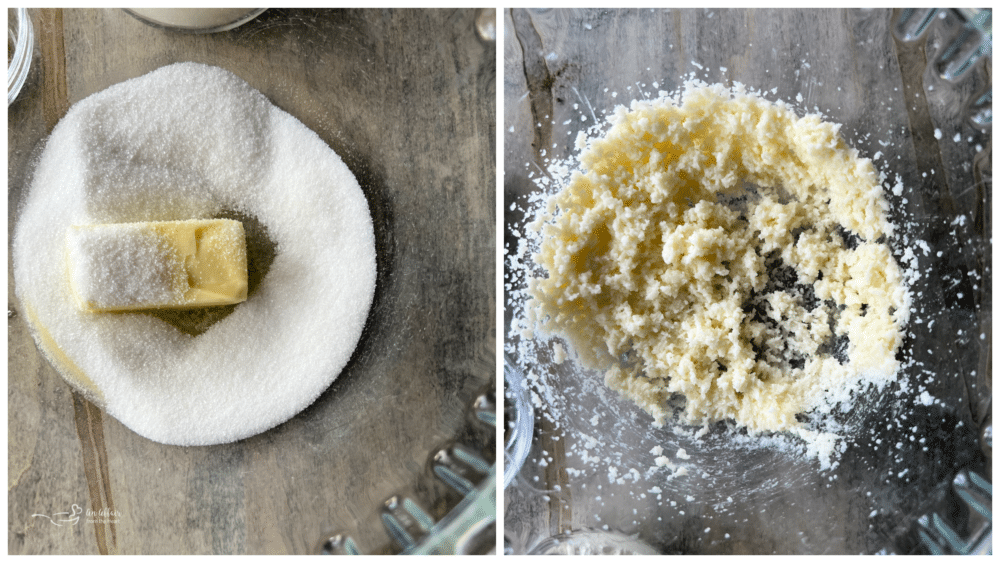 creaming butter and sugar in bowl 