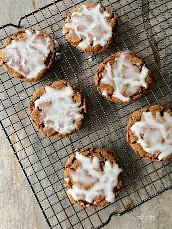 iced cookies setting on wire rack 