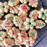 close view of spritz cookies with sprinkles