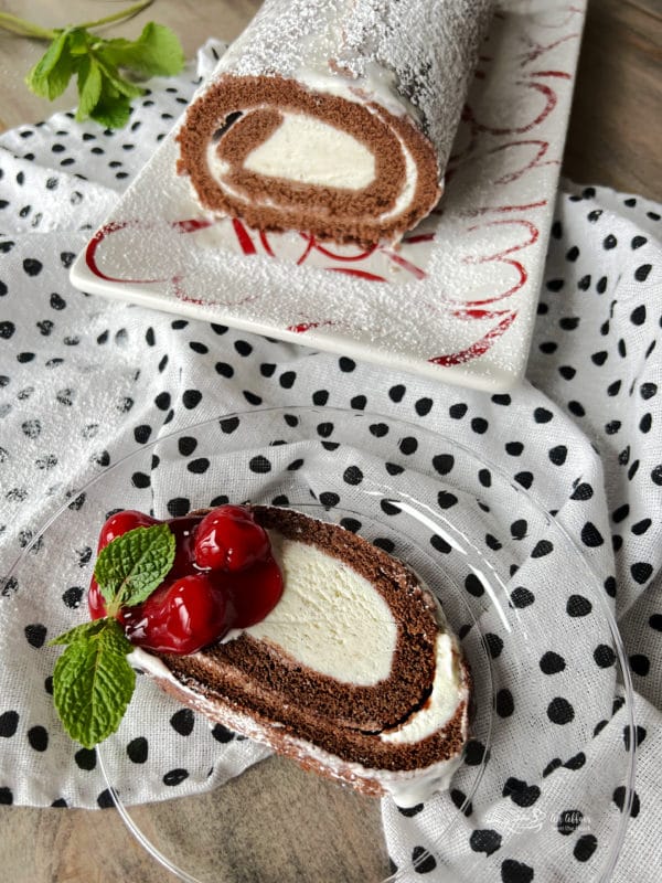 ice cream roll cake slice from the loaf