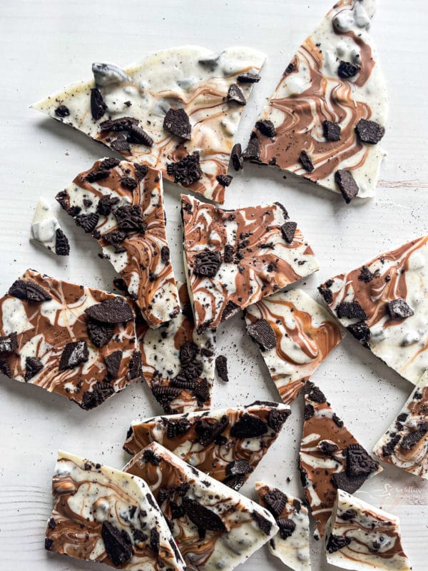 top view of triangles of Oreo bark
