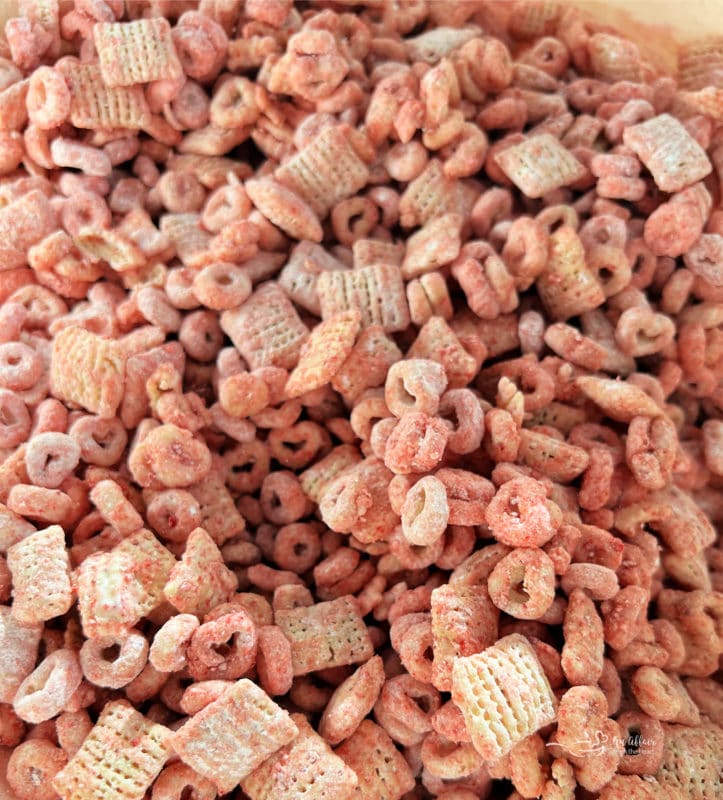 close view of strawberry cereal mix
