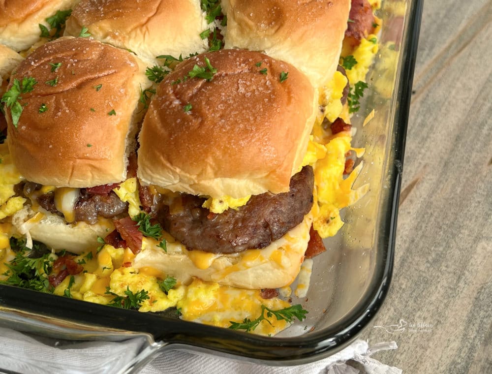 casserole dish with egg sliders