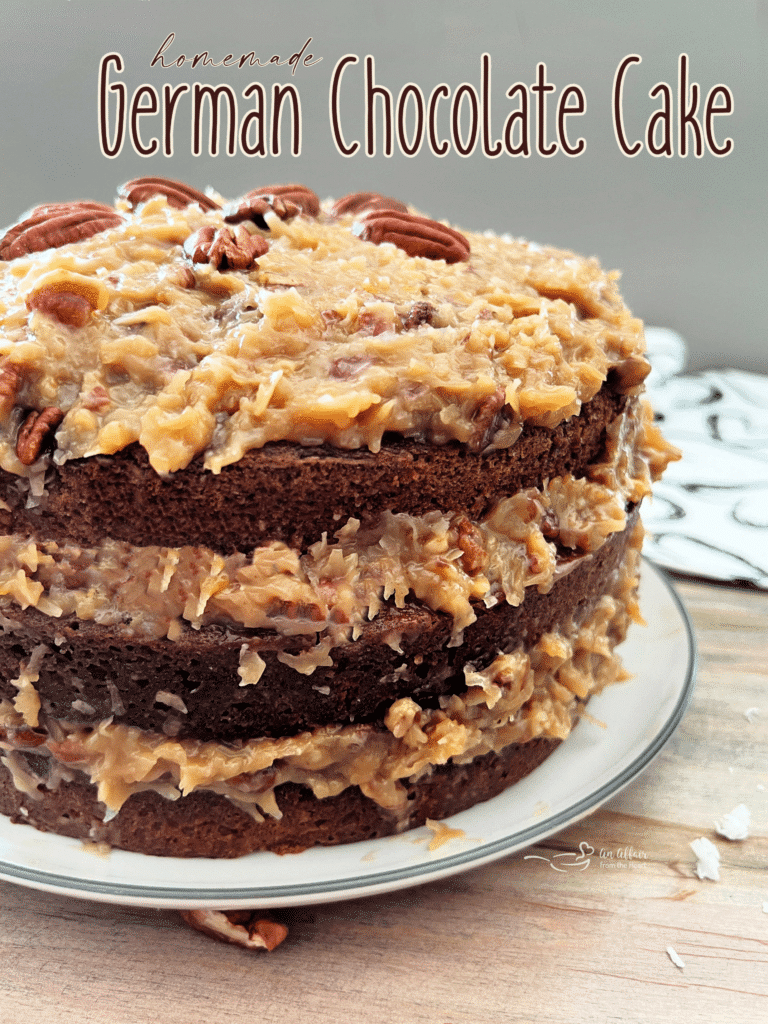 German chocolate cake recipe with coconut pecan frosting