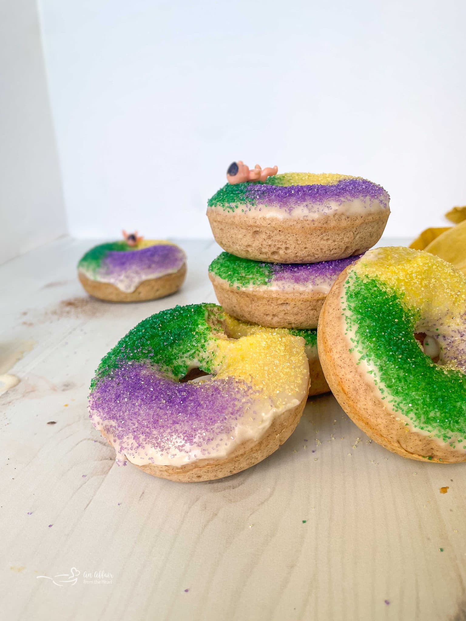 Baked King Cake Donuts Simple, delicious Fat Tuesday Treats