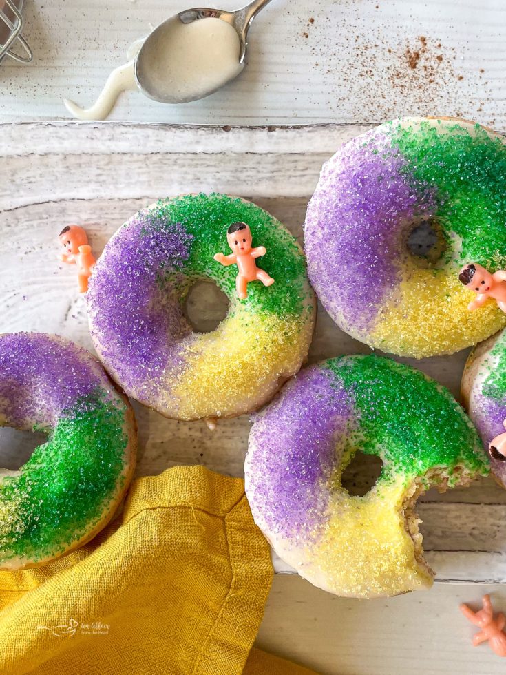 decorated King Cake Baked Donuts close up