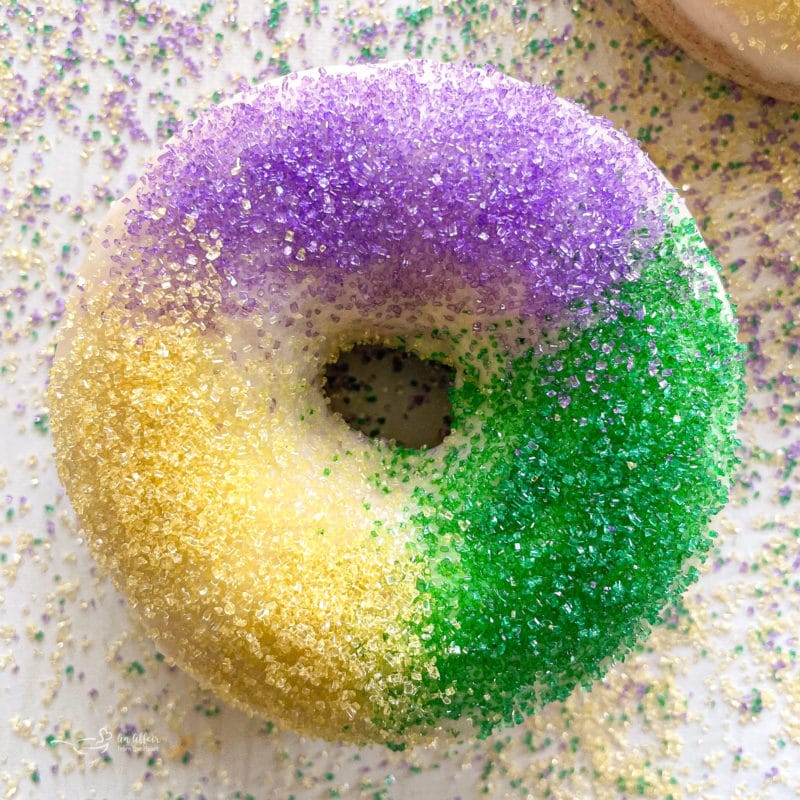 square image of one king cake donut