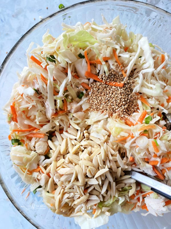 Mixing Chinese Chicken Salad