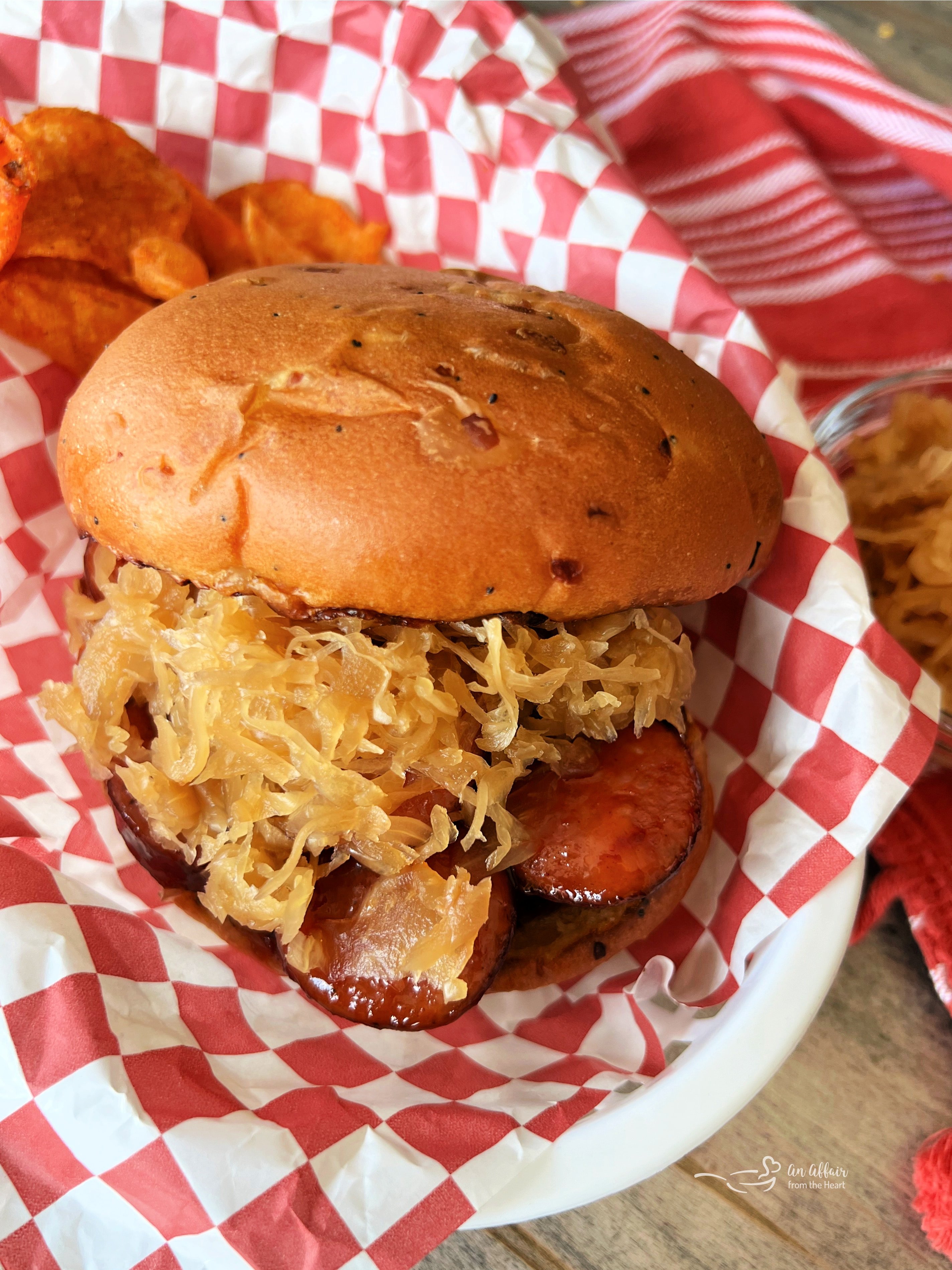 BBQ Smoked Sausage Sandwiches with Kraut
