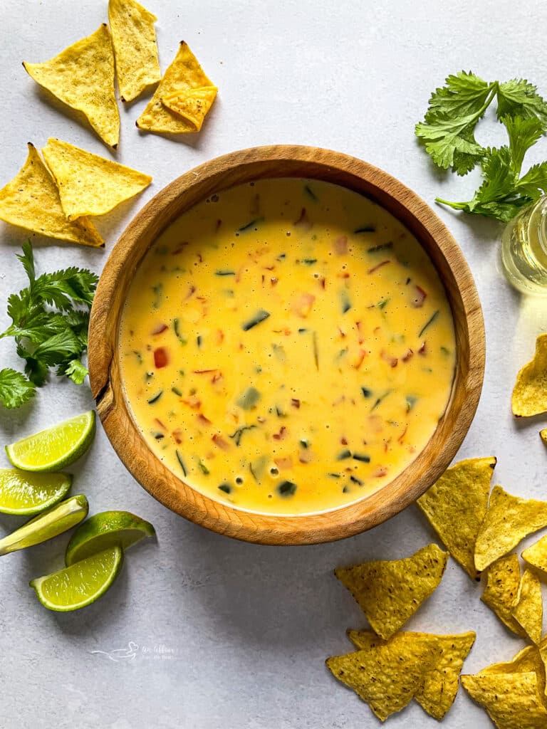 Qdoba Dip with Lime Slices and Chips