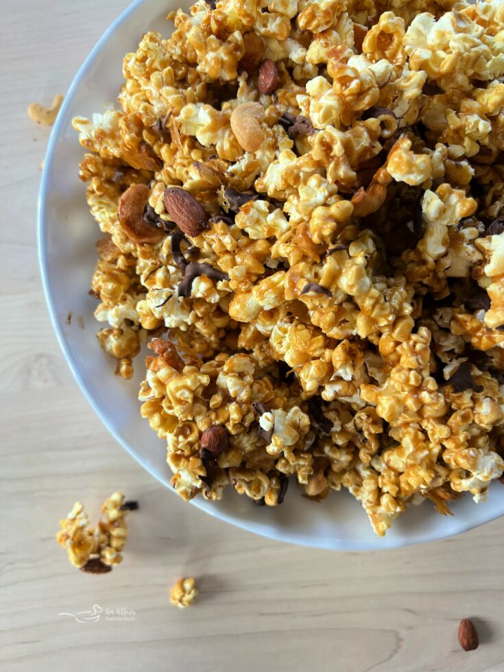 Moose Munch gourmet popcorn in bowl