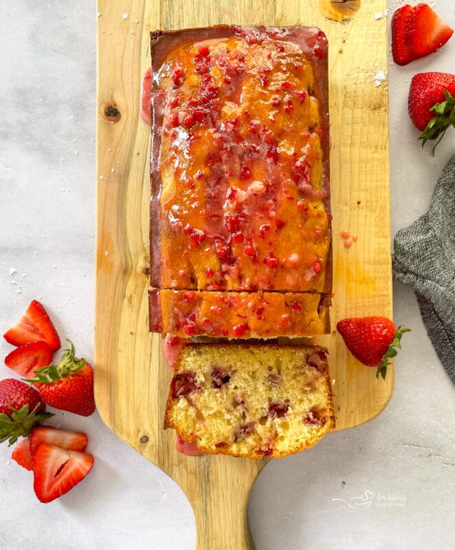 Strawberry Bread Loaf with Glaze