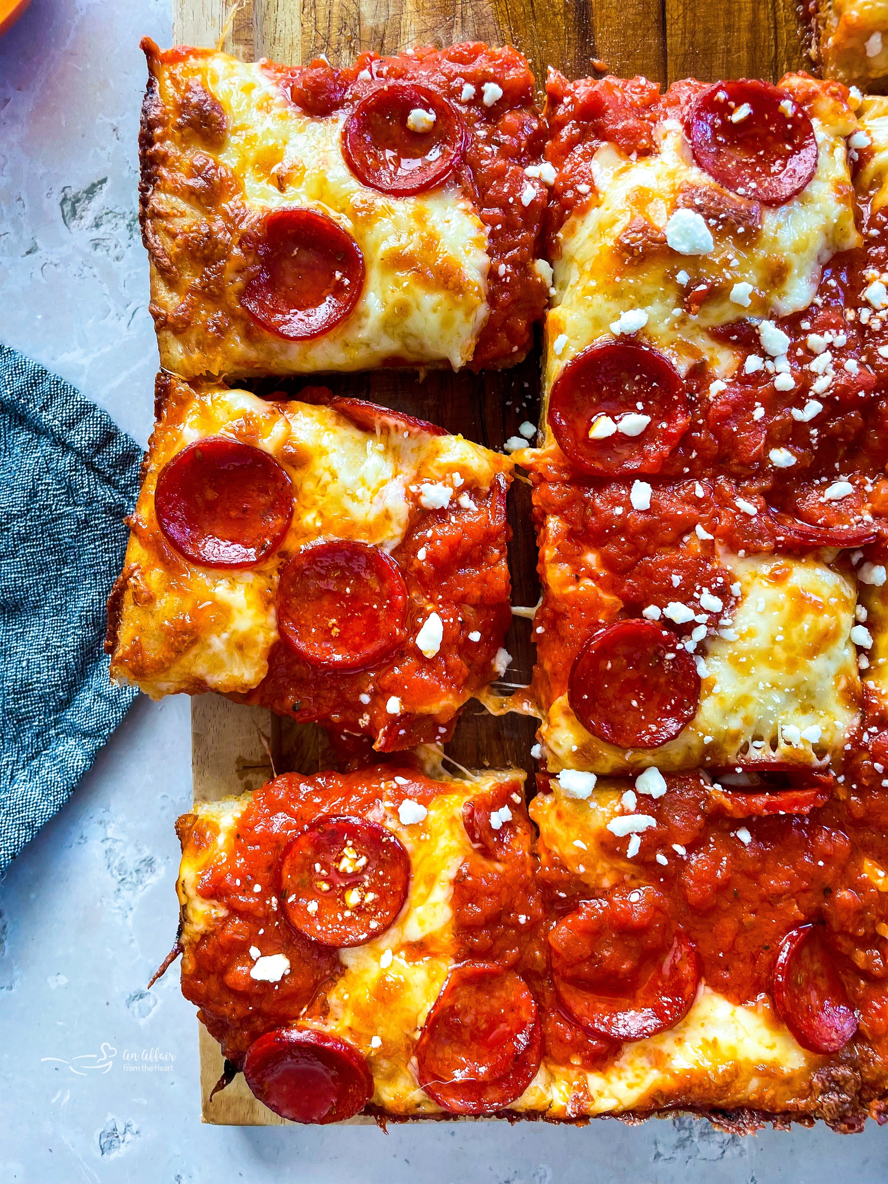 Detroit Style Pizza (with Homemade Detroit Style Pizza Dough)