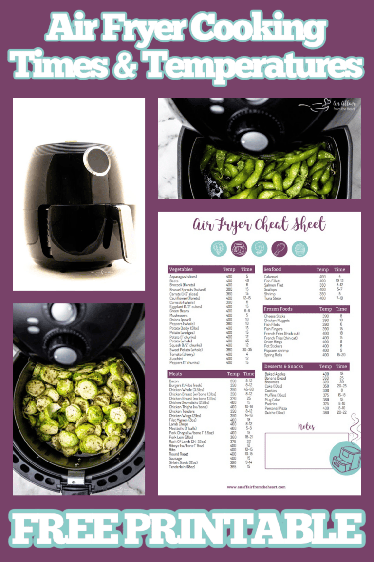 Air Fryer Cheat Sheet (Free Printable Air Fryer Cooking Times)