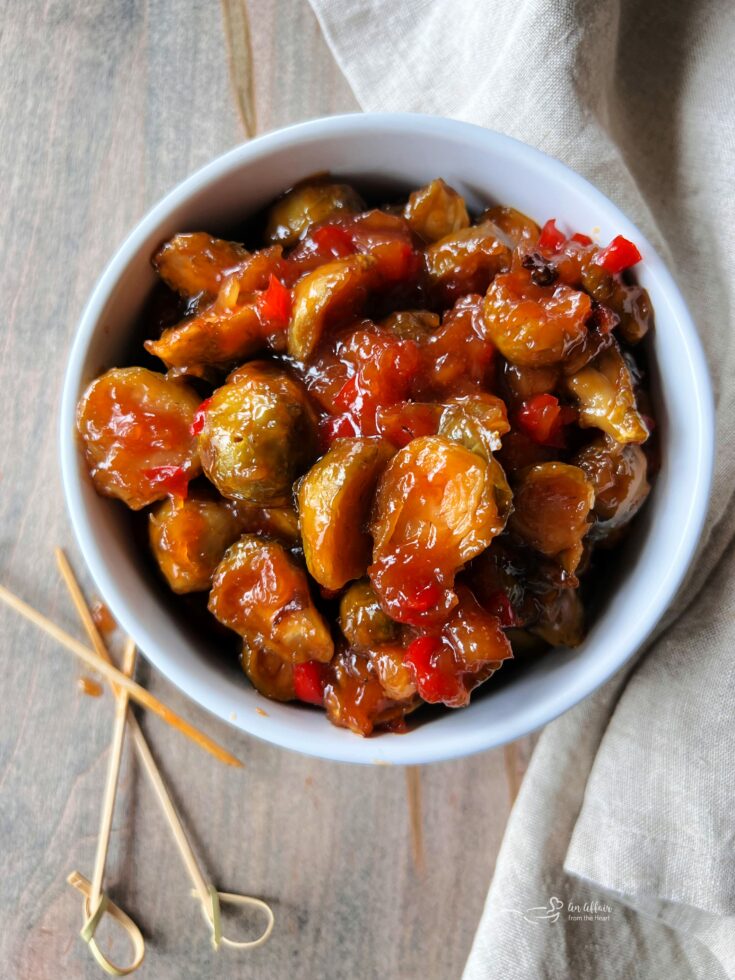 Sweet & Sour Brussels Sprouts in a bowl