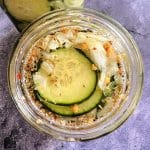 Sweet & Spicy Refrigerator Pickles in a mason jar