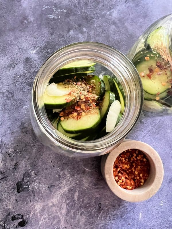 Spicy Refrigerator Pickles {OXO GreenSaver Review} - One Sweet Mess