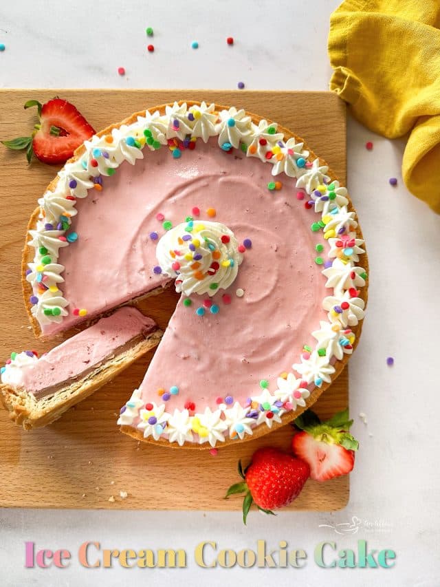 Ice Cream Cookie Cake (Shortbread Cookie Crust)