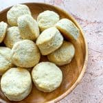 Close up of Biscuits in a brown serving bowl