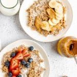 Two bowls of Instant Pot Cinnamon Oatmeal.