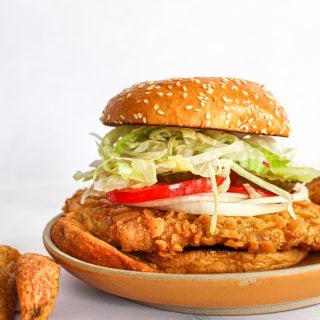 Close up of Breaded Pork Tenderloin Sandwich